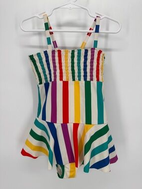 Hanna Anderson Rainbow Stripe Swim Dress - Multicolor 110cm US 5